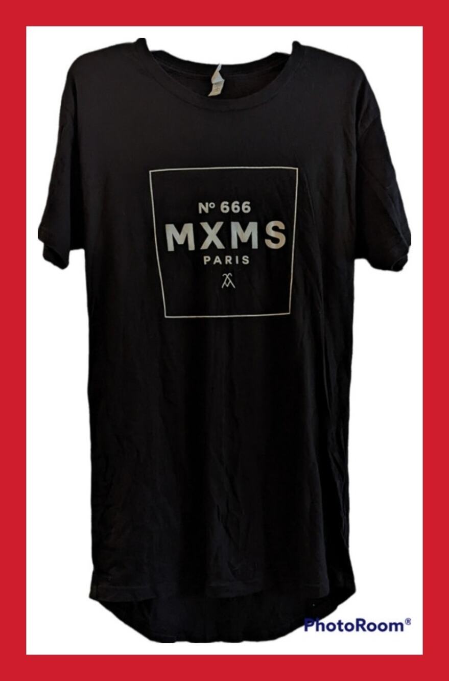 NWOT MXMS Me & My Shadow Band Paris NO. 666 Long Fit T-shirt Mini Dress Unisex M